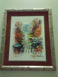 Vintage Custom Framed Hand Made Batik Painting from India