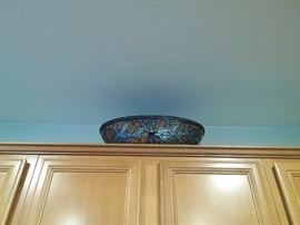 Mosaic duck tile resin oval bowl with stand