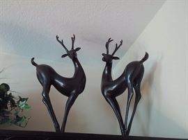 Stunning pair of bronze deer figurines 22 inches high by 12 inches wide