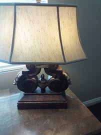 Fine Arts table lamp wood carved base