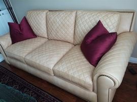 Hancock & Moore 3 seat Nail- head trim Leather Sofa