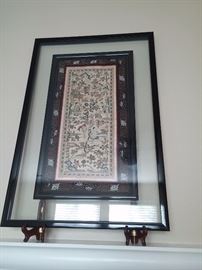 Antique Silk Hand Embroidered Chinese Emperors kimono sleeve Circa 1840-1870 China in Custom Design framing