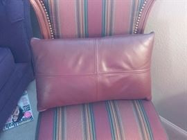 Coordinating Upholstered Desk Chair with burgandy leather pillow