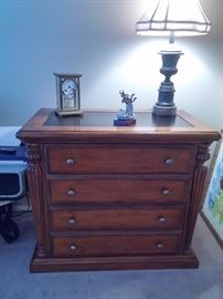 Lateral 2 drawer wood filing cabinet slash credenza dark brown inlaid leather top