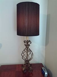 Wrought iron Gold Leaf lamp with hand strong silk string shades