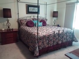 Handmade iron and Brass canopy  king size bed. Designer The Brass Madien. Houston Texas