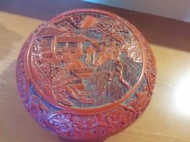 Beautiful  Chinese Cinnabar carved red lacquer "wedding box" Circa 1980-1930