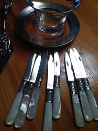 Beautiful mother of pearl handle vintage knives