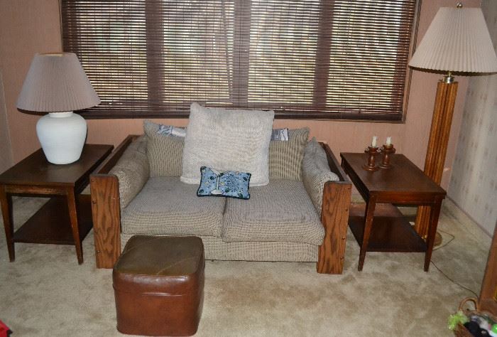 Loveseat, End Tables, Hassock, Floor and Table Lamps