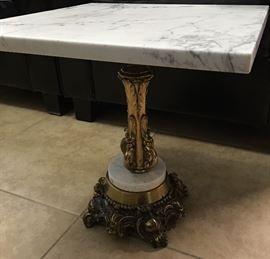 Beautiful Hollywood Regency Brass & Marble Top Table