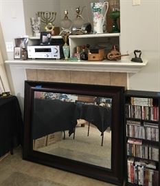 Large 48x38 Mirror, DVD's & CD's Priced to Fly, Yamaha Receiver, Menorah, Antique Coffee Grinder & More!!!