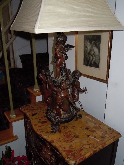 Beautiful lamp on a marble top table