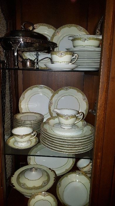 Some of the many sets of Porcelain dishes displayed at the sale