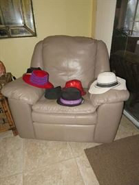 Chair and hats for sale.