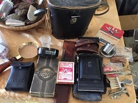 Vintage cameras and binoculars