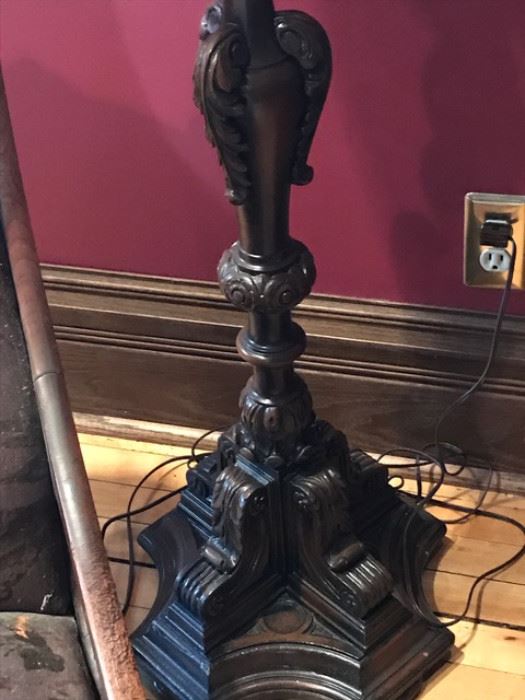 Base of carved wood floorlamp