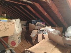 Attic with boxes of ???