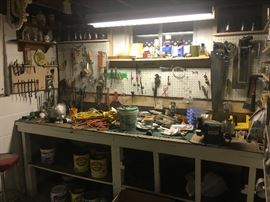 Basement with workshop of tools