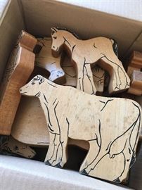 Old wood farm toys