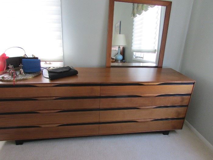 Mid Century Modern Beautiful Dresser with mirror       83" 1/4 long 20" deep and 29" 1/2 height