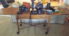 Mid-century modern server & vintage cameras
