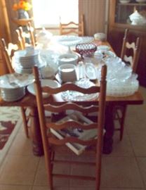 Table full of china & glass ware
