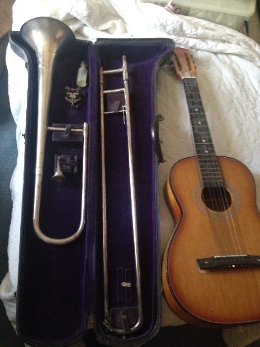 Trombone w/case  & Another Guitar