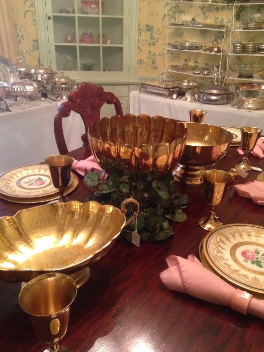 Large brass serving bowls