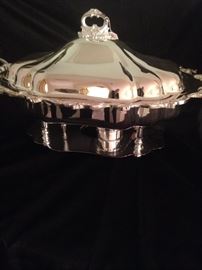 Large covered  silver plate serving piece