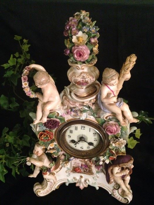 1880's "Four Seasons" Meissen mantel clock