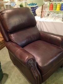 Brown leather recliner