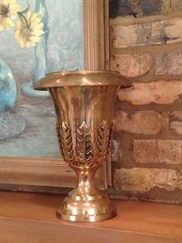 One of two brass urns