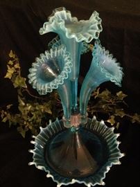 Splendid Victorian epergne in blue