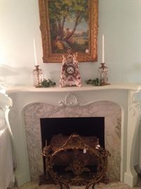 Original art; Meissen mantle clock; French firescreen