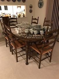 Dining Room Table, China Set and Flatware Set