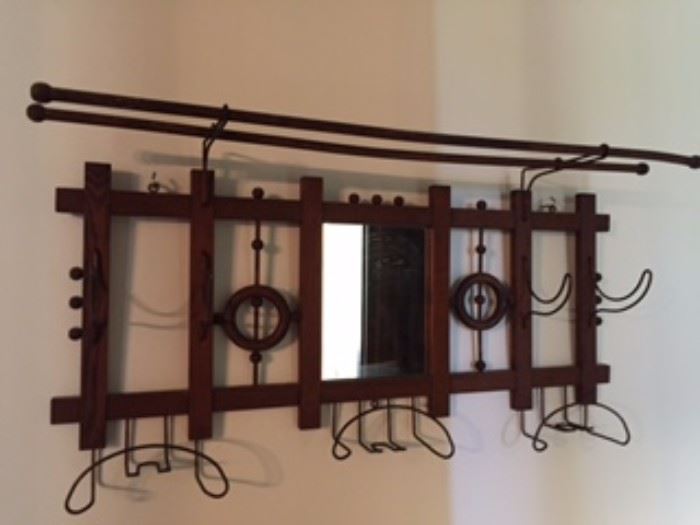 Mission Style Mirrored Wall Coatrack