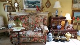 "King Chair" #1 (love seat to you)   Contemporary end table and coffee table have 2 other pieces that match them