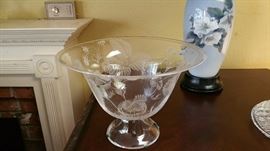 large etched centerpiece bowl - Orrefors 