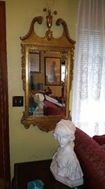 GORGEOUS gilt mirror....'Tranquility' marble bust