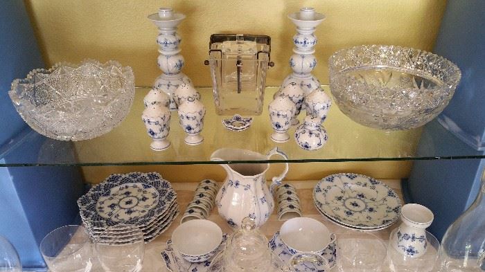 Royal Copenhagen dinnerware "Blue Fluted" - comes in many different designs.  Tall candleholders, shakers, napkin rings, pitcher, cups and saucers, 8" plates...     Brilliant cut large bowls.  And a necessity for everyday life - how did i live without it - the beautiful crystal caviar server....