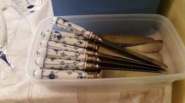 Royal Copenhagen Blue Fluted flatware, knives only, old large flat blades