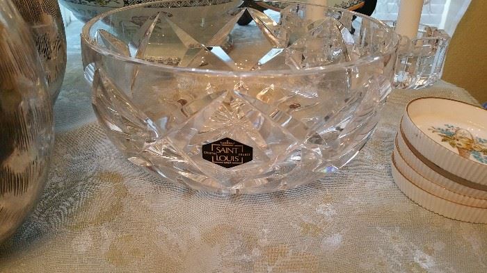 detail of St. Louis crystal large bowl