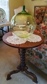 iconic Orrefors 'Applet' vase on antique oak parlor table