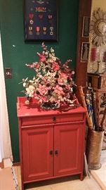 small red painted cabinet