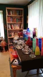 table full of glassware - blenk, Kosta and vintage glass