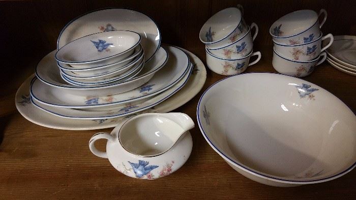 Homer Laughlin bluebird china, partial set some as is