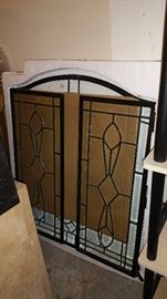 fireplace surround - leaded glass