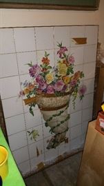 approx. 3'x4' hand painted tile painting by  Royal Copenhagen - made to be hung but weighs a ton.  so cool we were gonna send it to auction but didnt' want to ship this sucker!  would make a great tabletop too.