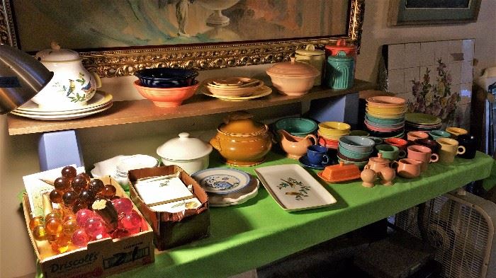 new Fiestaware and other misc dinnerwares...also mid cen grapes!