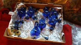 cobalt and crystal hanging things.  cool but unsure what they were - perhaps for your swedish christmas. could be kosta